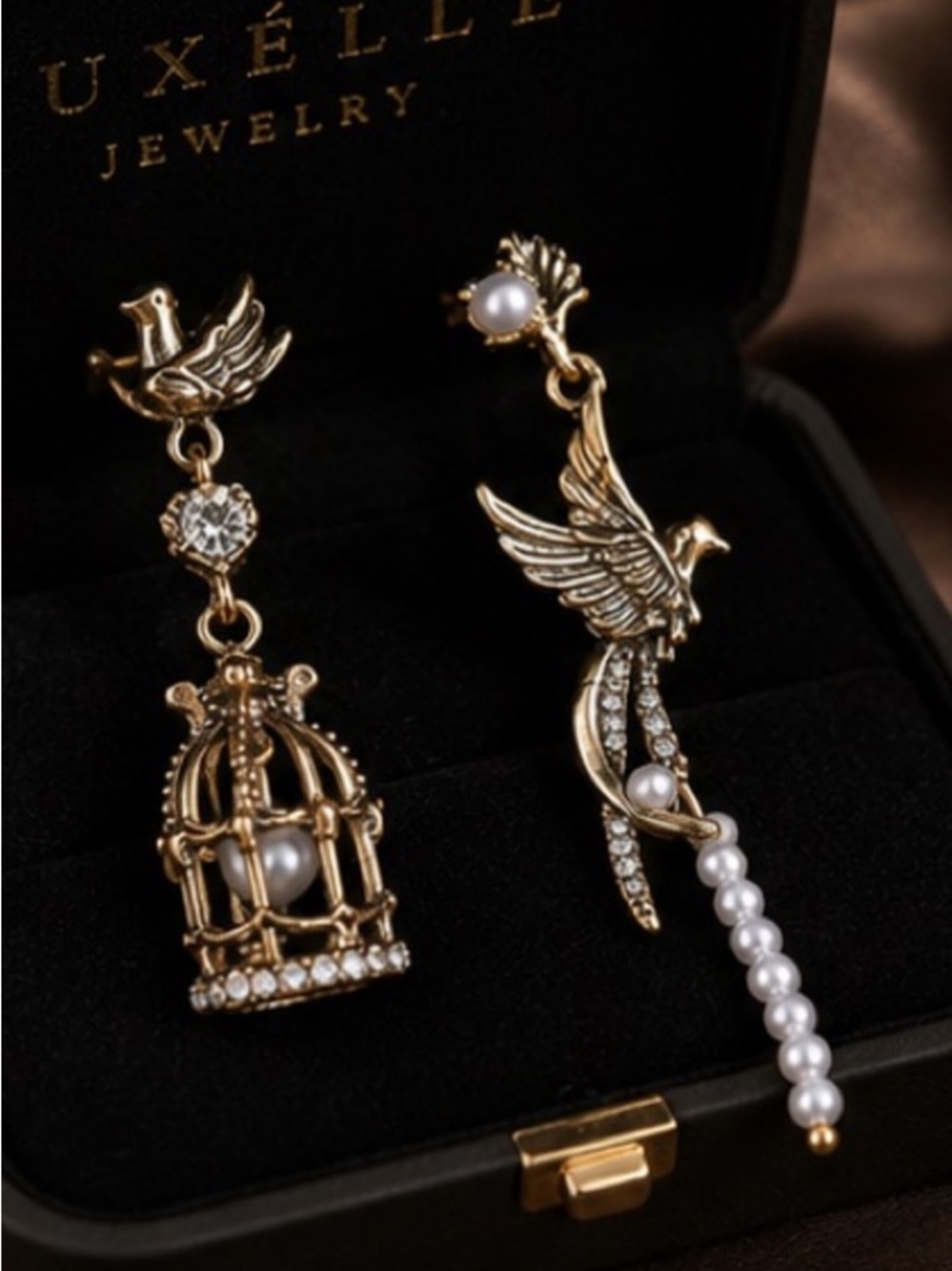 Enchanted Aviary Asymmetric Pearl Earrings